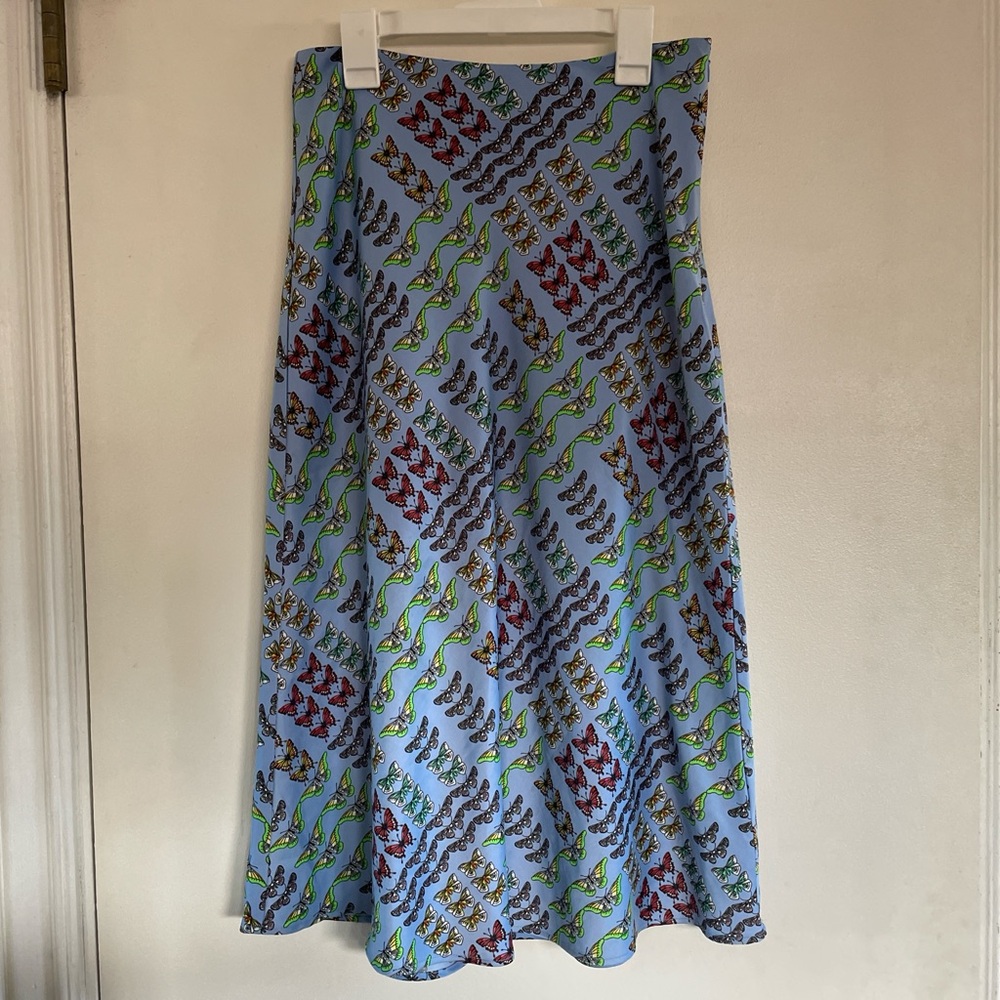 butterfly print midi skirt